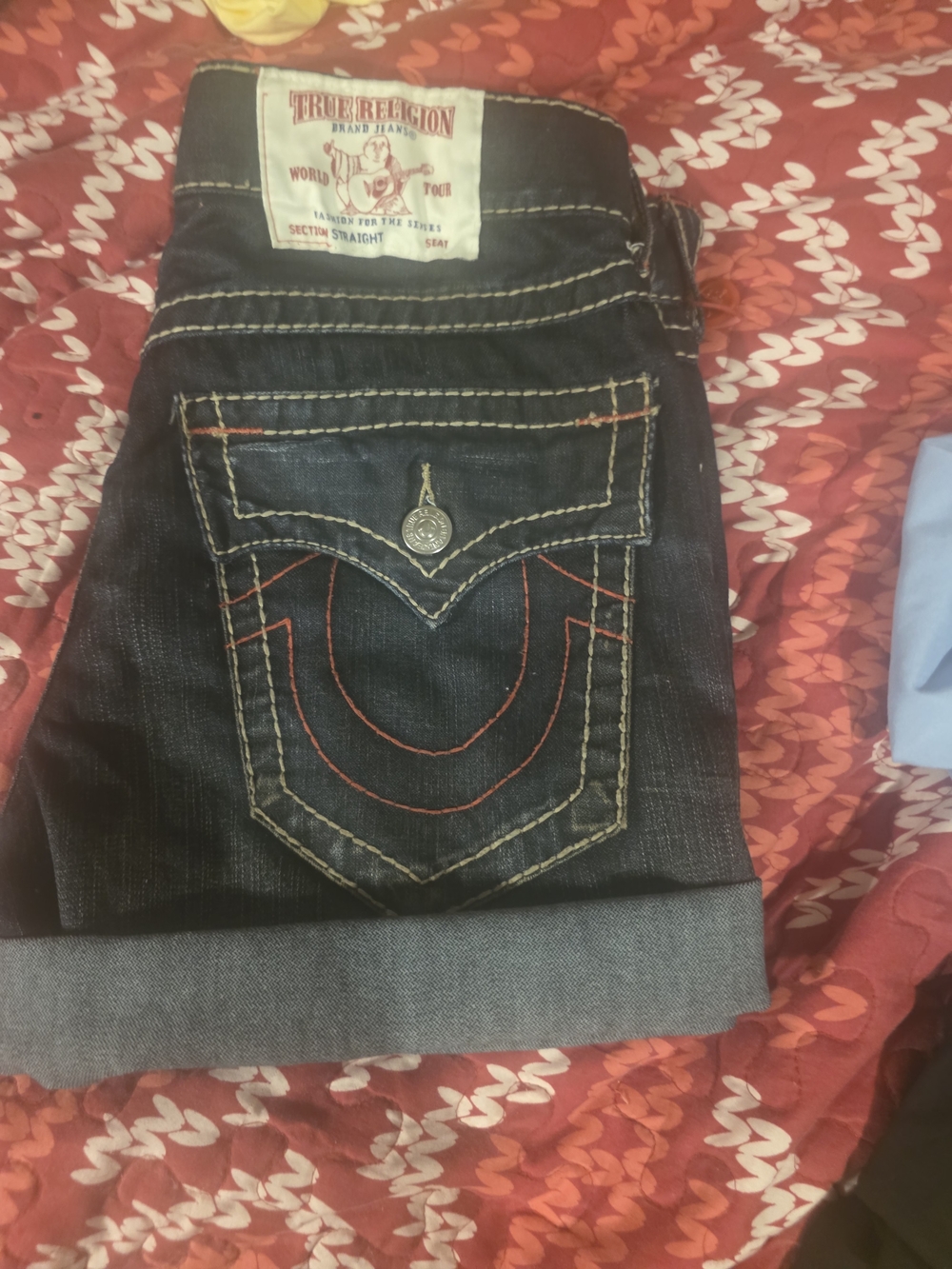True Religion Dark Indigo Jeans with Red Stitching